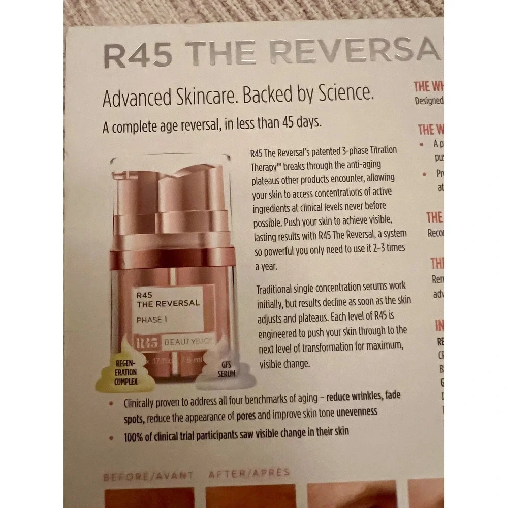 BEAUTY BIO R45 The Reversal 3-Phase Skin Transformation Treatment Set .34oz NIB